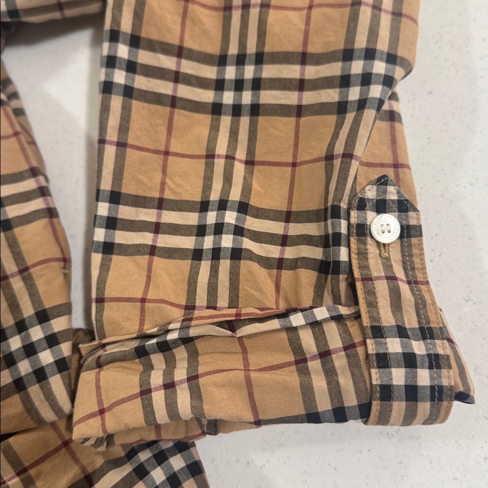 Burberry Shirt Dress NovaCheck Tan Black Plaid with Waist Tie Women’s US 6 EU 8 - Picture 10 of 12